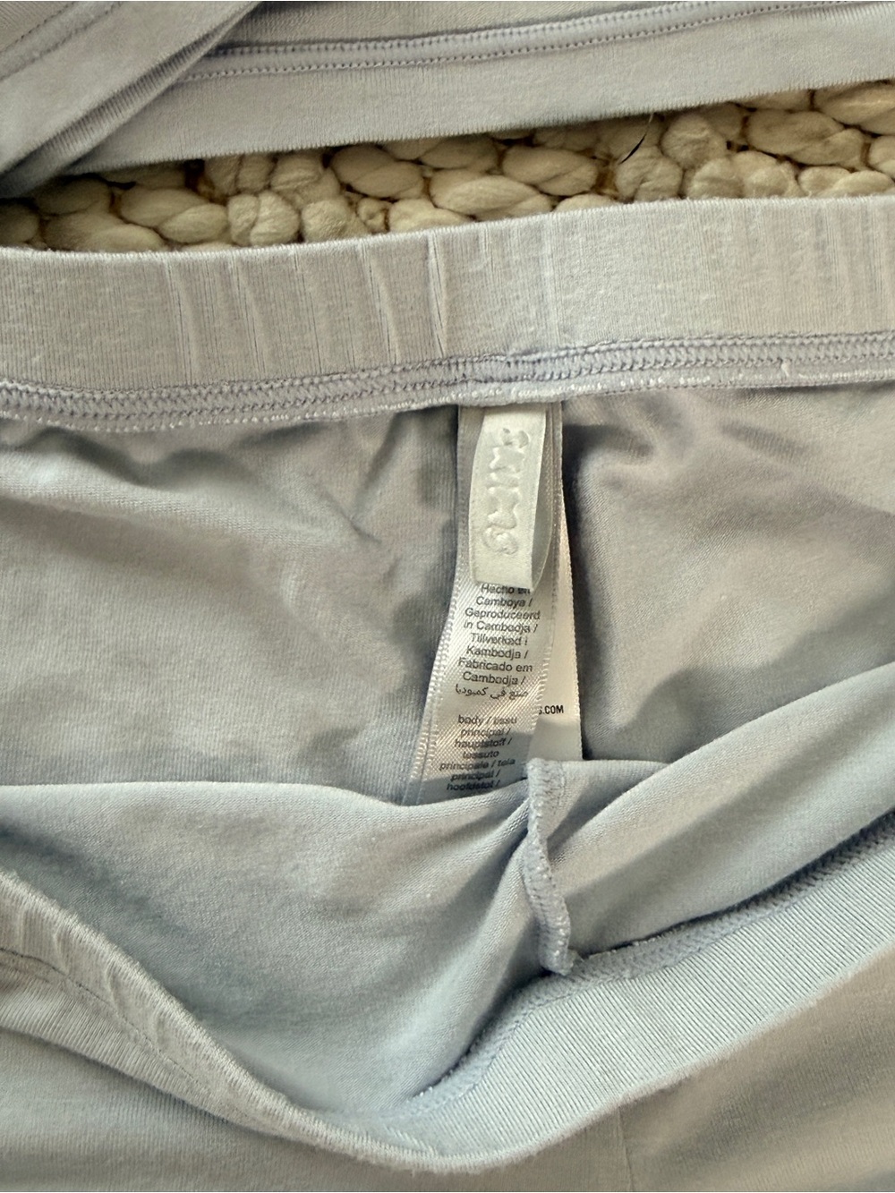 SKIMS Light Blue Modal Long-Sleeve Top & Ruffle Short Pajama Set - Picture 3 of 5